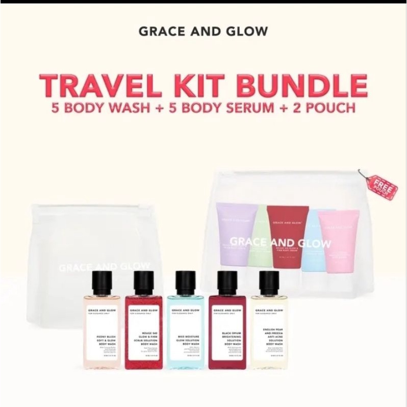 Grace and glow body wash dan body serum (Travel size)