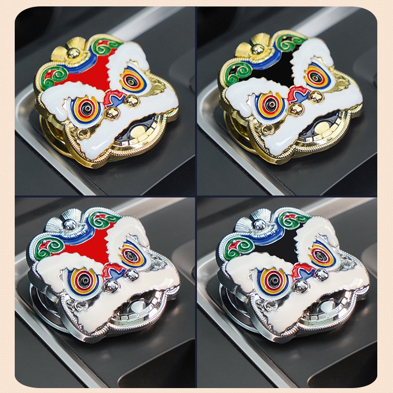 Guochao Style Lion Dance Car One-Button Start Cover Pelindung Dekorasi Tempel/Pelindung Tombol Start Satu Tombol/Flip Tombol Saklar Mobil/Interior Mobil