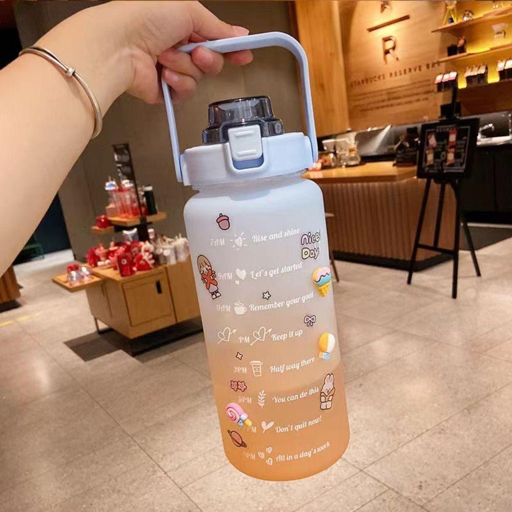 Solighter 2L Botol Air Portable Penanda Waktu Extra Besar Kapasitas Cangkir Air