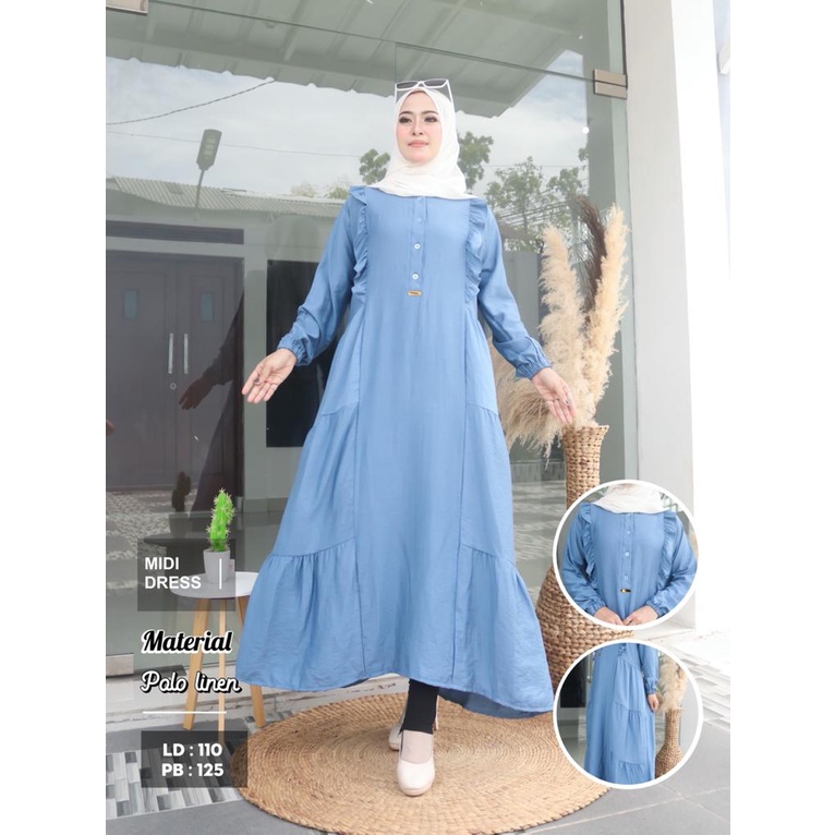 GAMIS TERBARU POLO LINEN ITA MIDI