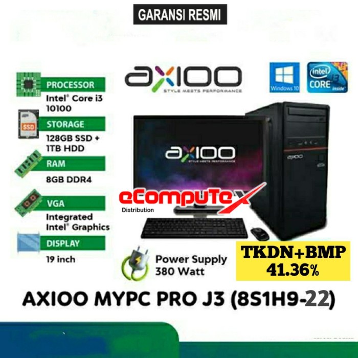 PC DESKTOP AXIOO MYPC PRO J3 (8S1H9-22) i3 8GB 1TB 22&quot;FHD TKDN GARANSI RESMI