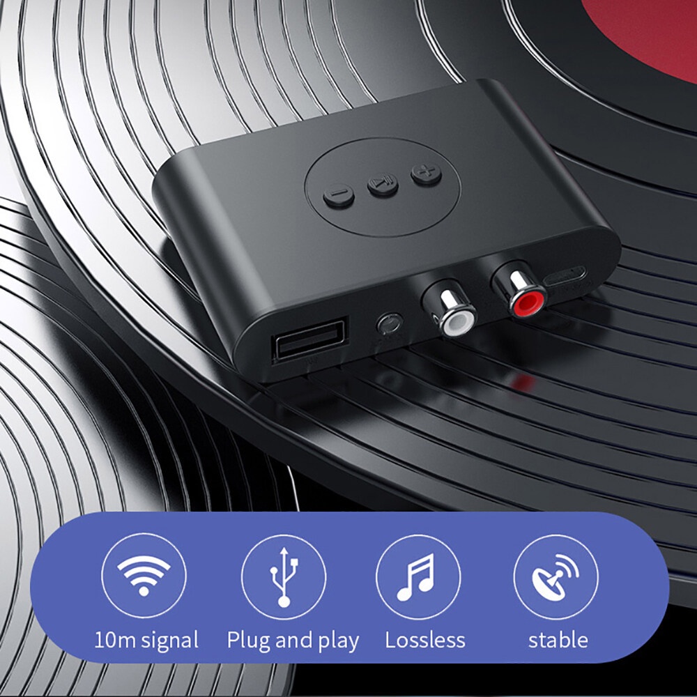 NFC Bluetooth 5.0 Audio Receiver RCA 3.5mm Audio USB Disk Receiver AUX Stereo Music Jack dengan Mikrofon untuk Mobil Kit Amplifier Speaker USB Disk Receiver 3.5mm AUX Musik Stereo Jack dengan Mikrofon untuk Mobil Kit Amplifier