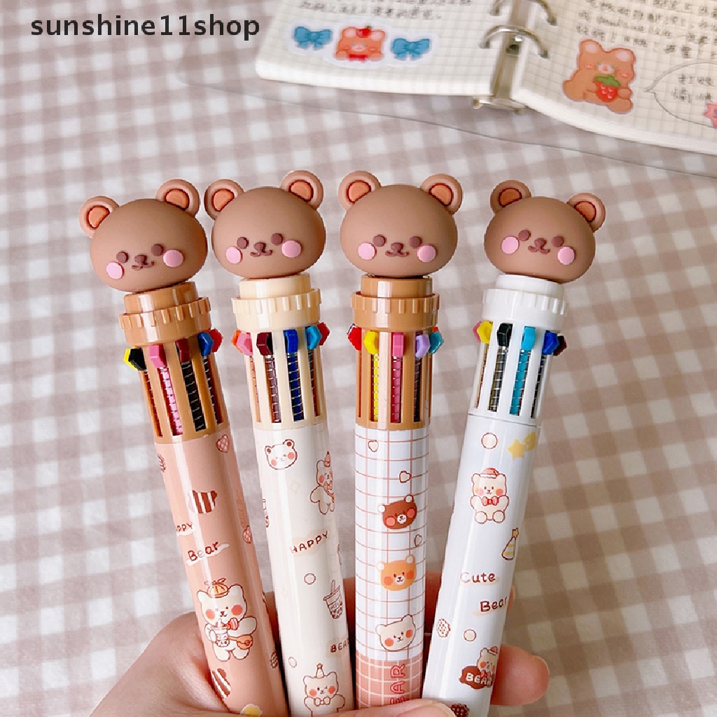 Sho Kawaii Bear Kartun Silikon 10warna Chunky Bolpoin Pulpen Sekolah Kantor Supply Hadiah Alat Tulis Papelaria Escolar N