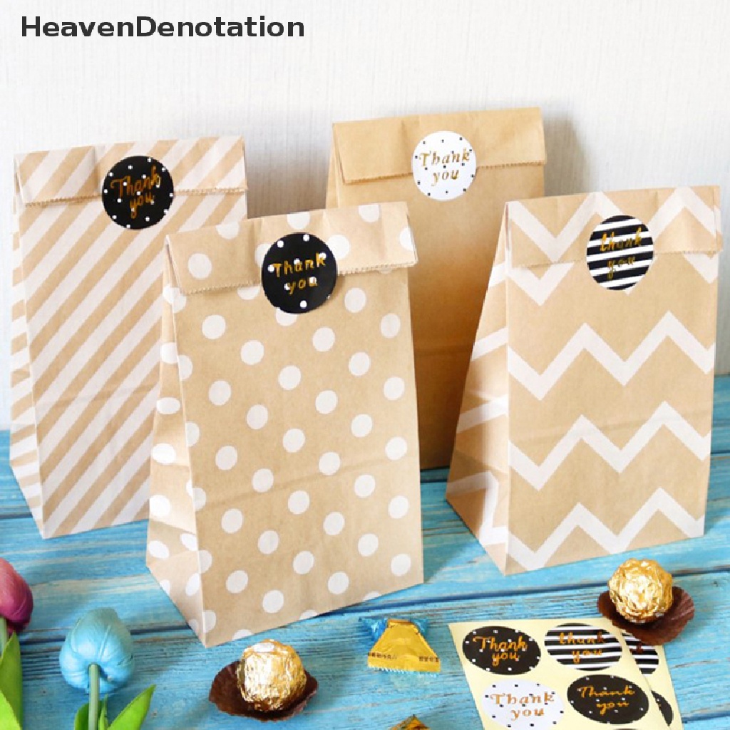 [HeavenDenotation] 10pcs Kraft Paper Bag Biskuit Permen Makanan Cookie Snack Baking Tread Bags HDV