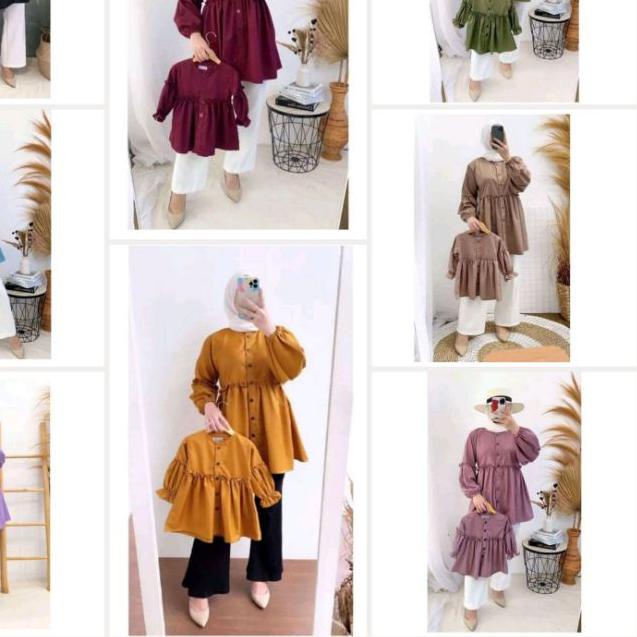 ✺ Fanny Couple Kids Dan Mom / Tunik Ibu Dan Anak / Baju Tunik Ibu Dan Anak Perempuan / Gamis Couple 