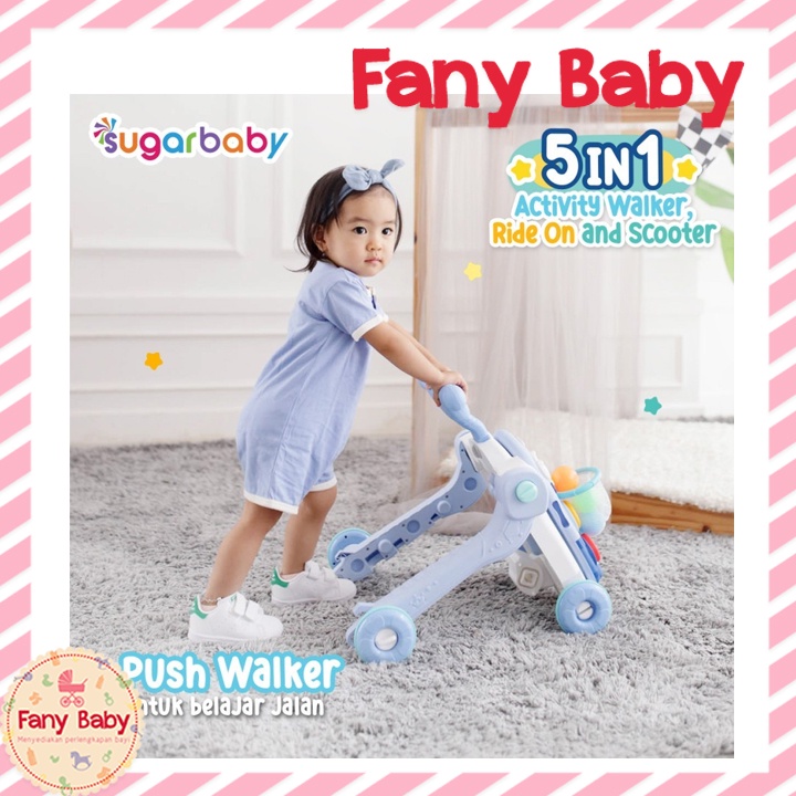 SUGAR BABY 5 IN 1 ACTIVITY WALKER, RIDE ON AND SCOOTER