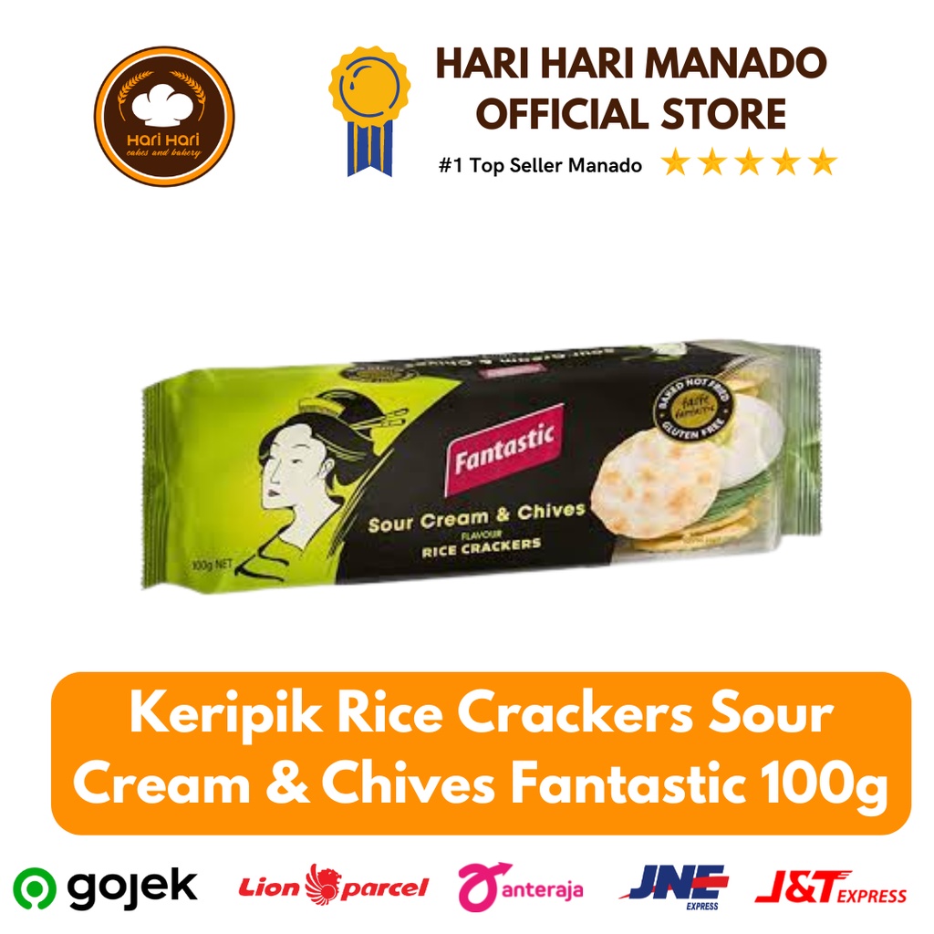 

Keripik Rice Crackers Sour Cream & Chives Fantastic 100g