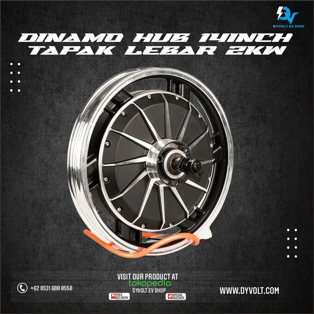 Motor Hub Bldc 2000W 14inch Tapak Tipis