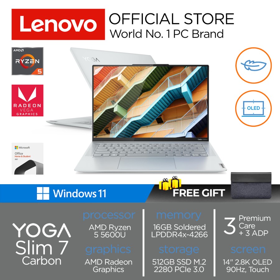 Lenovo Yoga Slim 7 Carbon 14ACN6 | Ryzen 5 5600 16GB 512ssd W11+OHS
