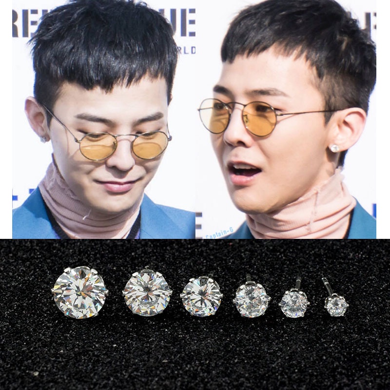 Gd GD GD Gaya Yang Sama Anting Jepang Korea Trendi Orang Bertatahkan Berlian Zirkon Anting Pejantan Super Berkedip Buatan Kristal Anting-Anting