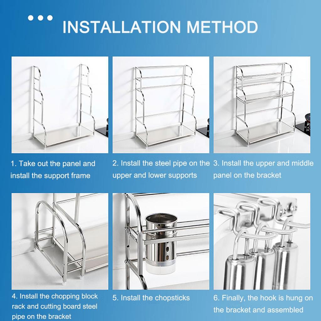 Rak Bumbu Masak Dapur Serbaguna Susun Tingkat Stainless Spice Rack