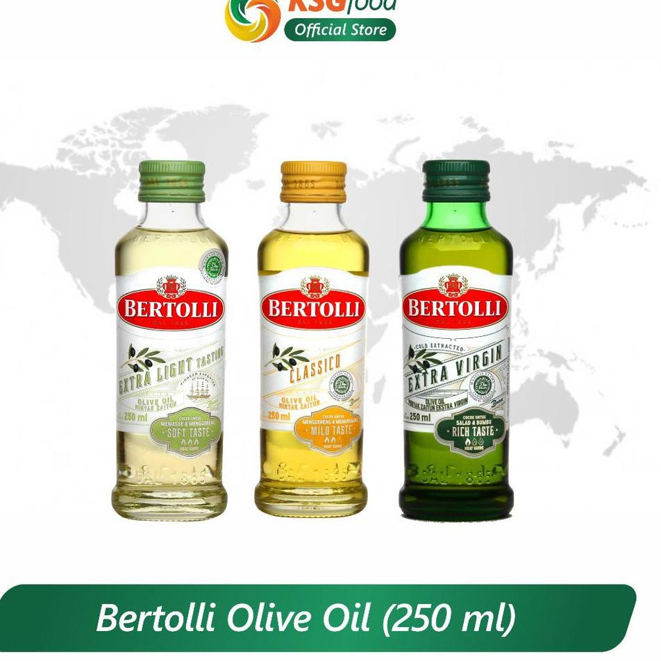 

☞ BERTOLLI Minyak Zaitun Olive Oil Extra Light / Classico / Extra Virgin Olive Oil 250ml ♪