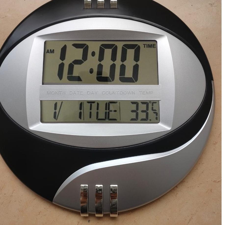 ➲ Jam Dinding Digital Esa 3885 / 3806T - Jam Dinding Digital Bulat - Fitur Lengkap ❈