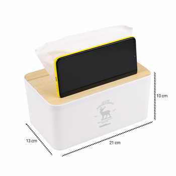 [KMZ]  Kotak Tisu Kayu Tissue Box dengan Holder Smartphone - ZJ008