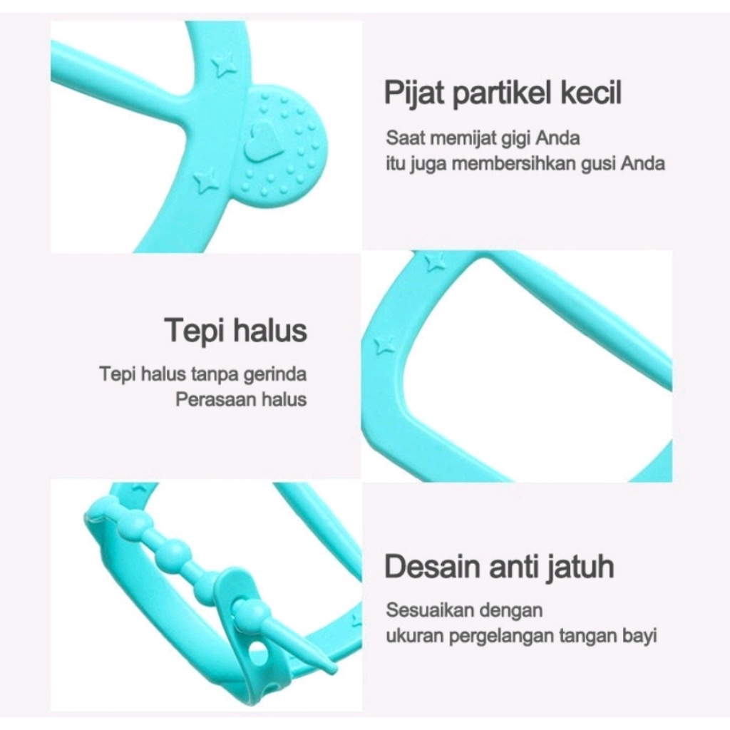 TEETHER GELANG BAYI SILIKON / FOOD GRADE SILICON TEETHER / GIGITAN TANGAN BAYI ANTI JATUH / MAINAN GIGITAN GELANG BAYI BPA FREE (IP)