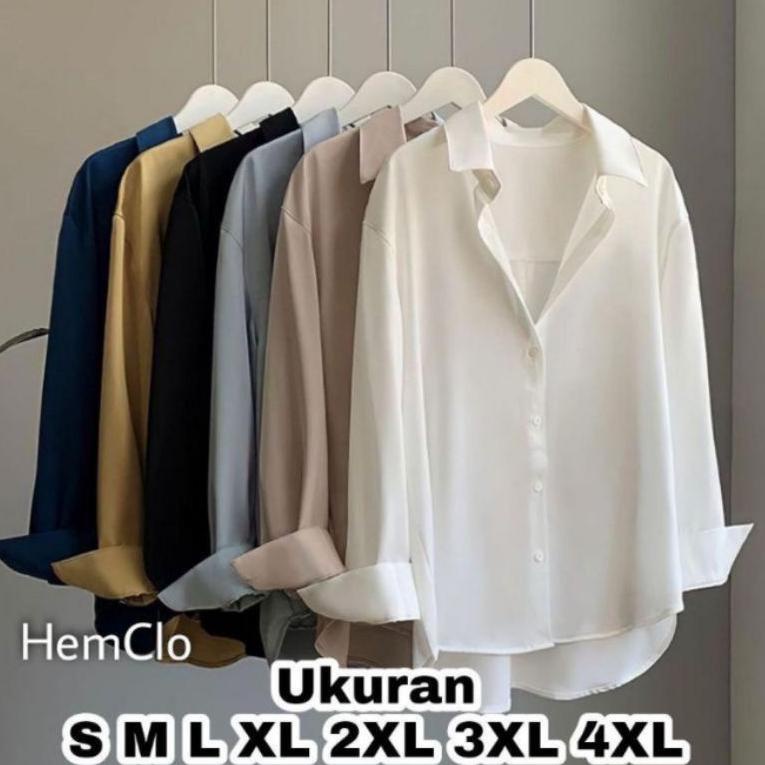 MENARIK HemClo Kemeja Basic Ukuran S M L XL XXL XXXL XXXXL | Kemeja Basic Jumbo | Kemeja Polos Wanit
