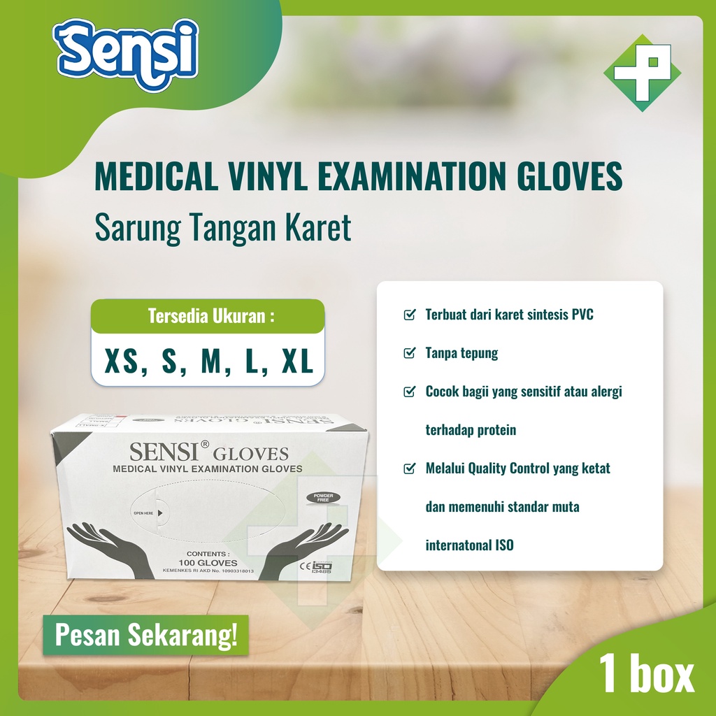 Sarung Tangan Sensi Vinyl Powder Free Food Grade isi 100's