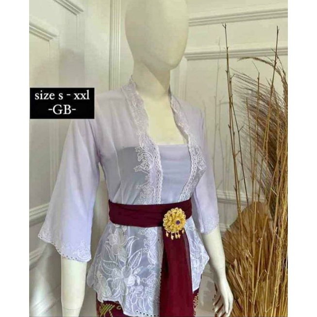 kebaya bordir jepun lonceng putih