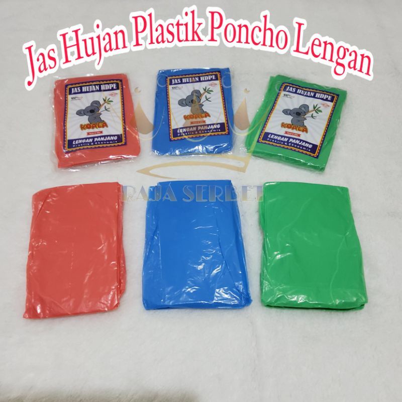 jas hujan plastik poncho warna lengan panjang