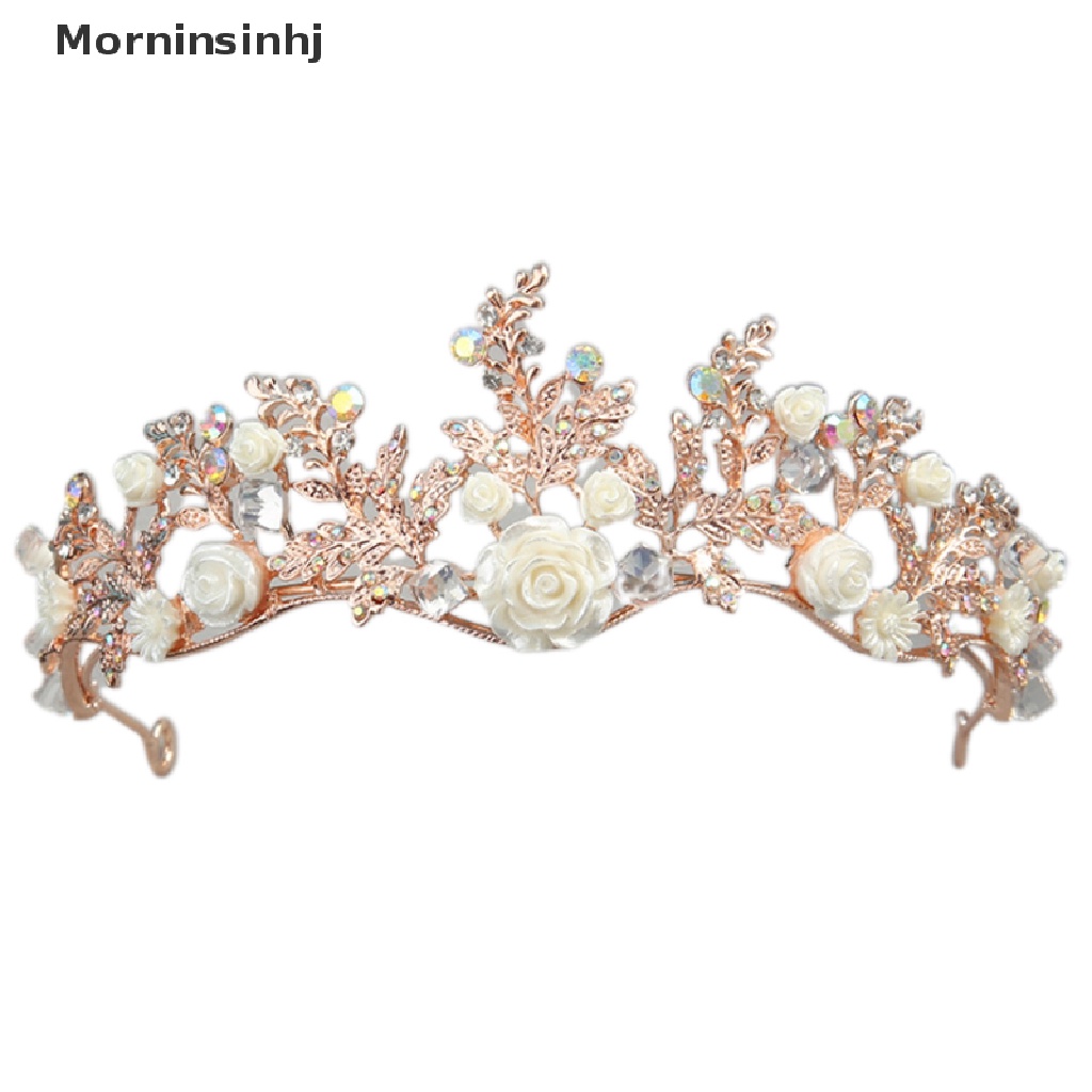 Mornin Kristal Tiara Emas Pernikahan Mahkota Baroque Berlian Imitasi Pengantin Rambut Mahkota Headband id