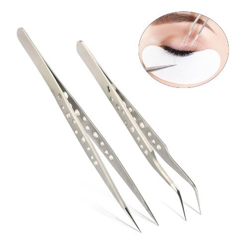 Pinset / Tweezers eyelash extension Penghapusan Bulu Mata Ekstensi Alis Stainless Steel portabel