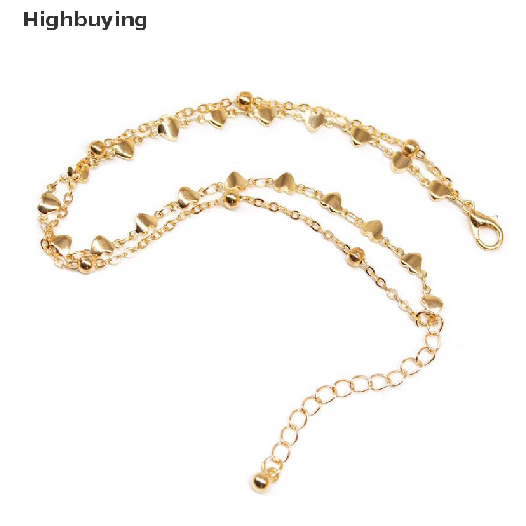 Hbid Double Layer Bentuk Hati Charm Ankle Chain Gelang Kaki Rantai Perhiasan Wanita Glory