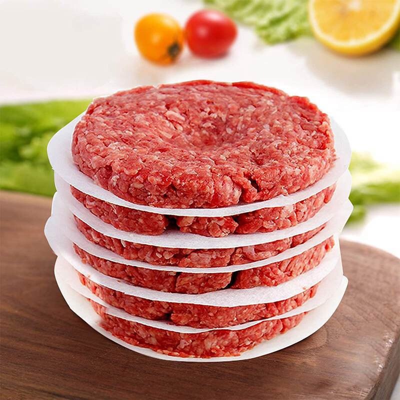 100pcs Kertas Alas Makanan Hamburger Bulat Persegi/Disposable Hamburger Patty Bantalan Pemisahan Minyak Anti Lengket