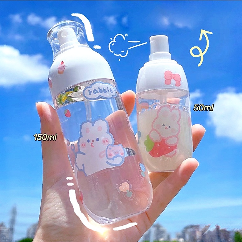 50ml Botol Spray Kosong Isi Ulang Dengan Stiker Lucu/Botol Sub-Botol Lotion Transparan/Wadah Portabel Traveling Dan Outgoing/Botol Ukuran Travel