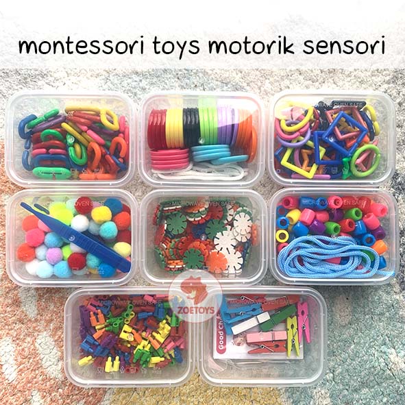Zoetoys Montessori Toys Motorik Sensori | Sorting Color Counting Beads Lacing Geometry Travel Toys