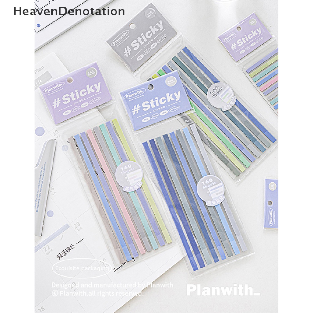 [HeavenDenotation] 300/160lembar Slim Index Stiker Set PET Warna Transparan Sticky Notes Paster Sticker Memo Sticky Notes Tag Buku Penanda Titik Alat Tulis HDV