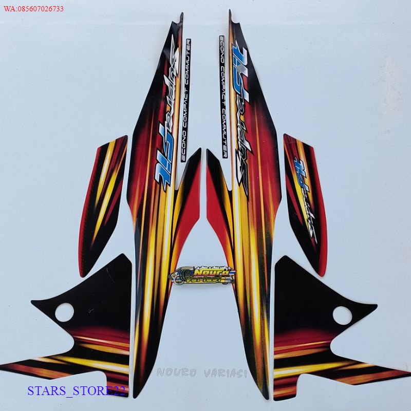 (ORI) striping honda supra fit new jumbo 2006 2007 merah hitam stiker body standar  terbaik murah KU