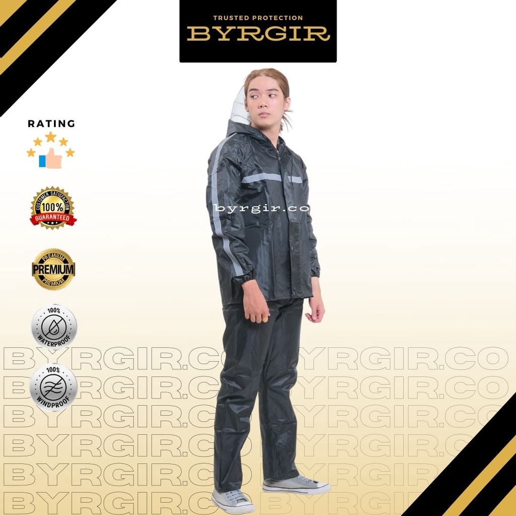 BYRGIR  Jas Hujan Setelan Premium Pria Wanita Tebal Anti Angin Rembes Raincoat Motorcycle Bike Bicycle Rain Jacket Jaket Rain Mantel Hujan Anti Lembab Gerah Penutup Wajah Faceshield