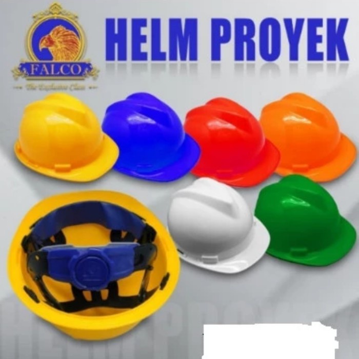 Falco Helm Proyek Putar Safety Helmet Topi Kuning Merah Biru Putih - Kuning