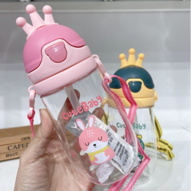 Botol Minum Anak/Karakter rabbit Bear Tutup Clip/ mport /botol Kartun 300-600 ML/