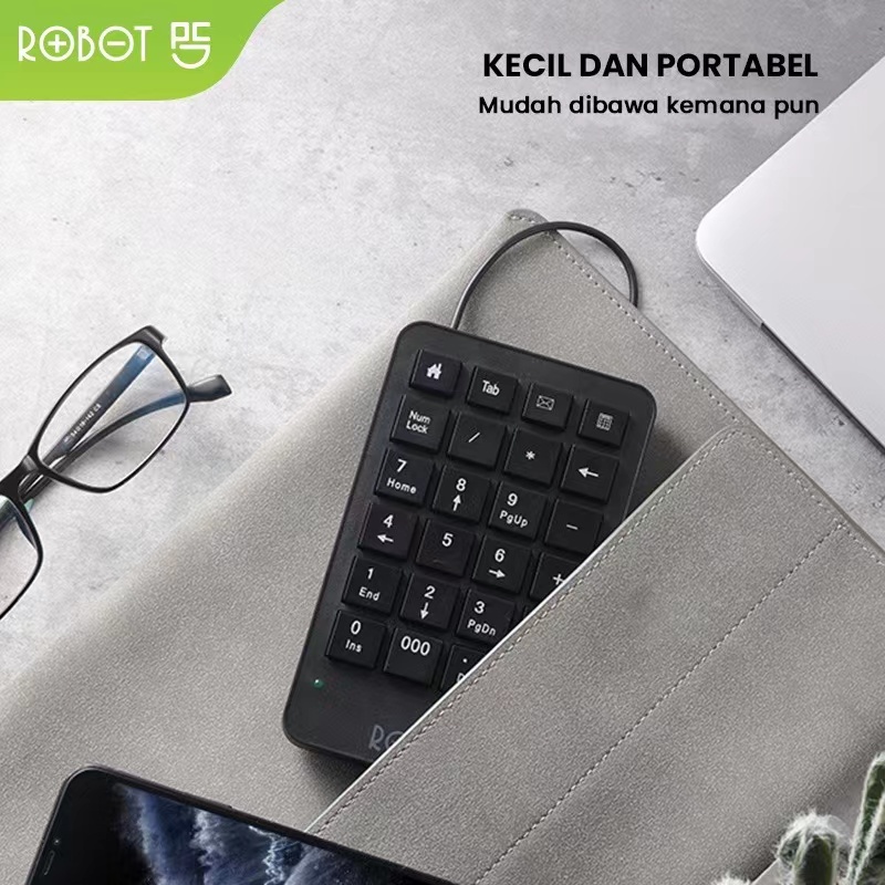 Wired Numeric Keypad ROBOT RK01 Portable Black ORIGINAL