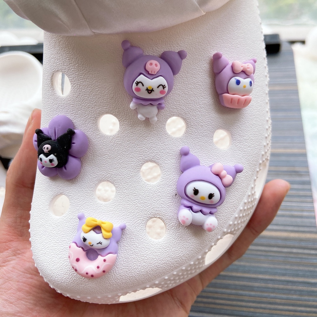 @shinydiy 9pcs My Melody Kuromi Crocs Jibbitz Shoes Charm Sandal Aksesoris Sepatu Hias【asesoris wanita｜crocs jibbitz】