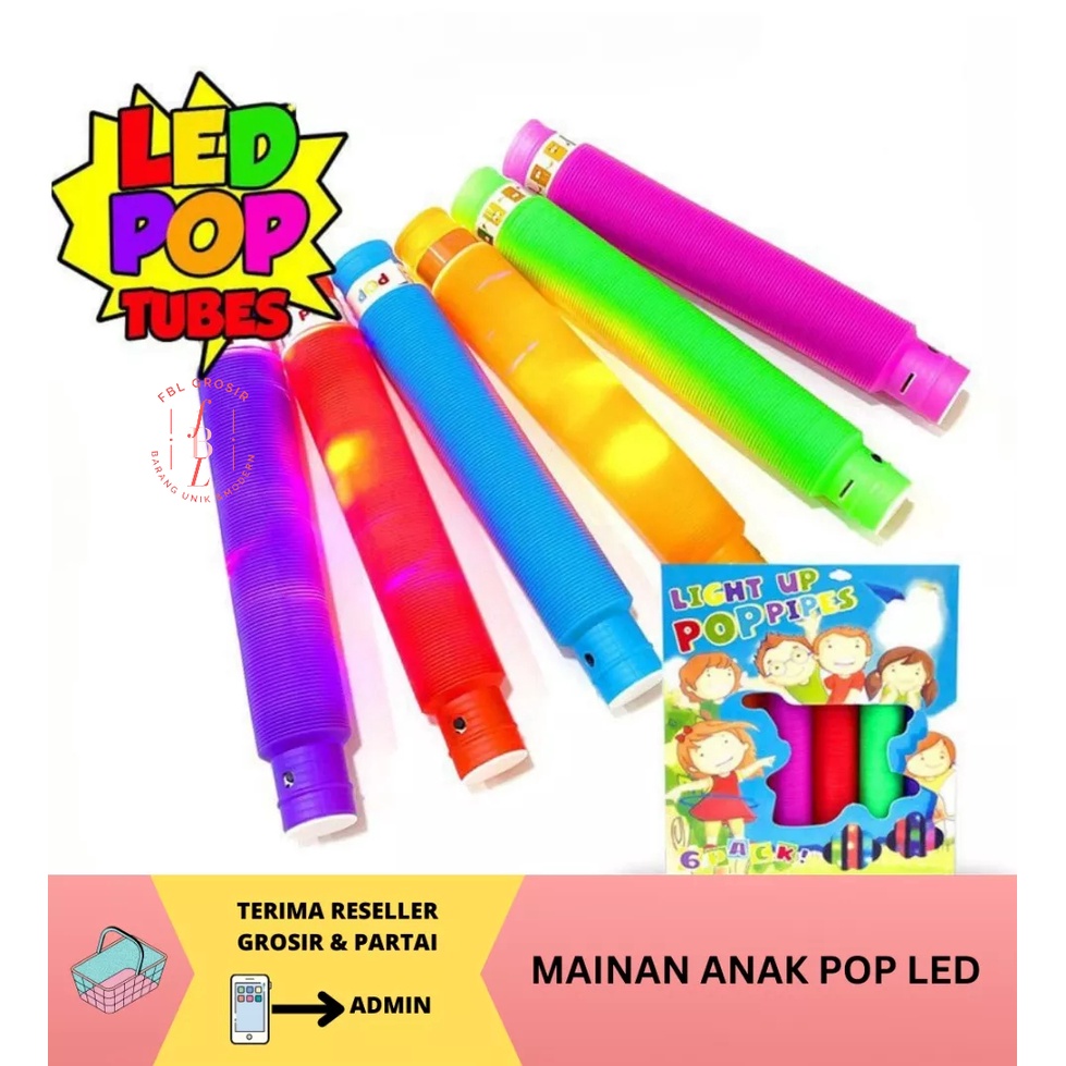 POP LED MAINAN ANAK POP PIPES POP TUBE LED SELANG LAMPU VIRAL FBL