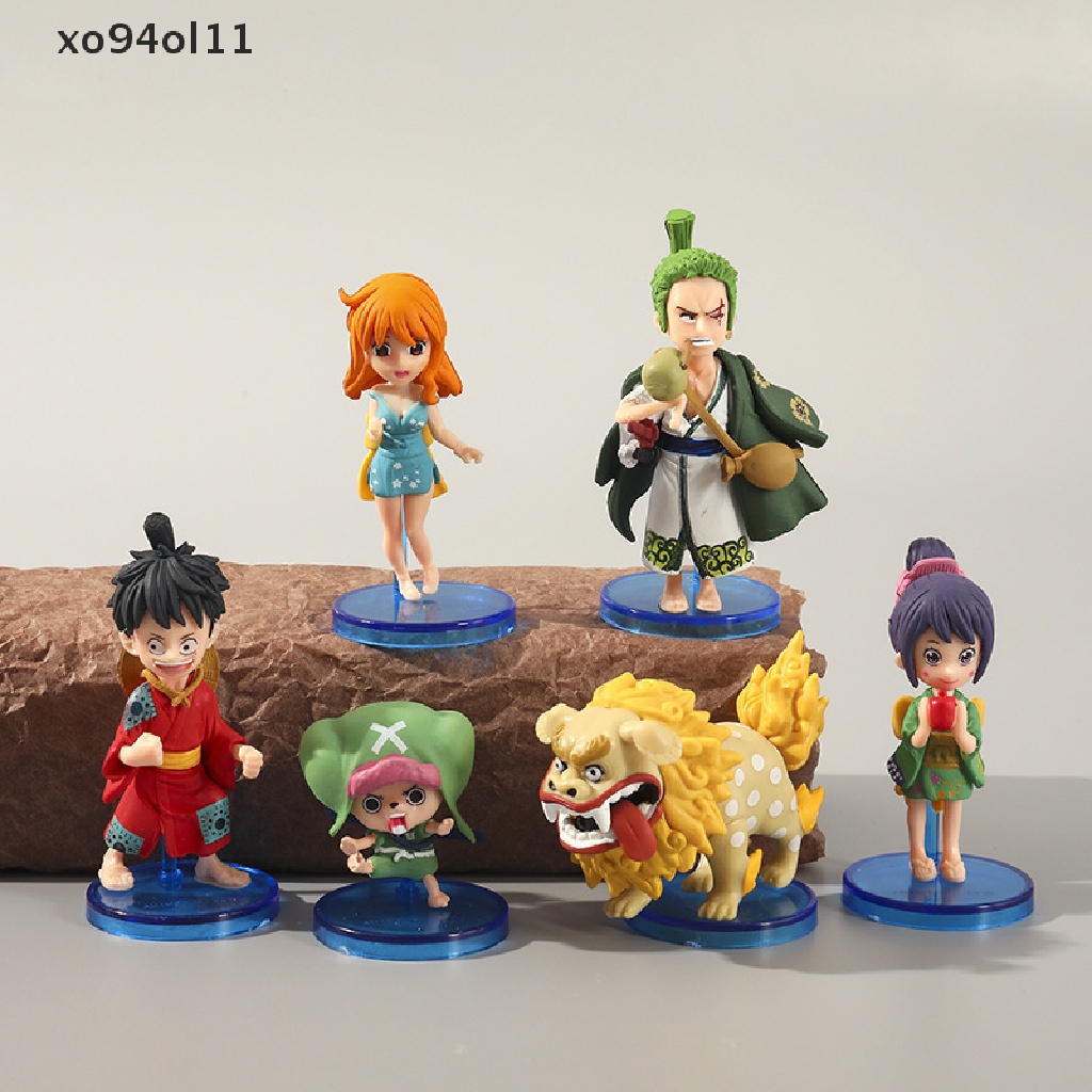 Xo 6Pcs One Piece Anime Figure Luffy Sanji Nami Zoro Chopper Frank Robin Mainan PVC OL