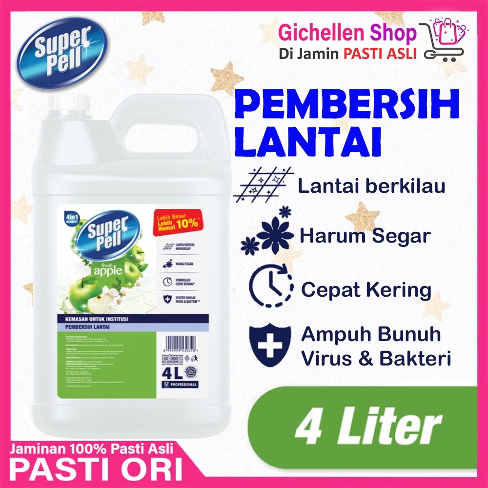 Superpell Professional Apel Jerigen 4L Super Pell Pembersih Lantai 4 L