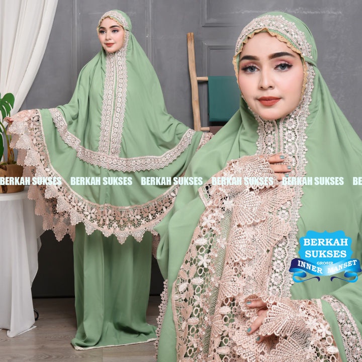 Mukena ANDIEN ikatan cinta Dewasa JUMBO Full Renda Seroja lebar 20cm PREMIUM bahan katun mikro halus