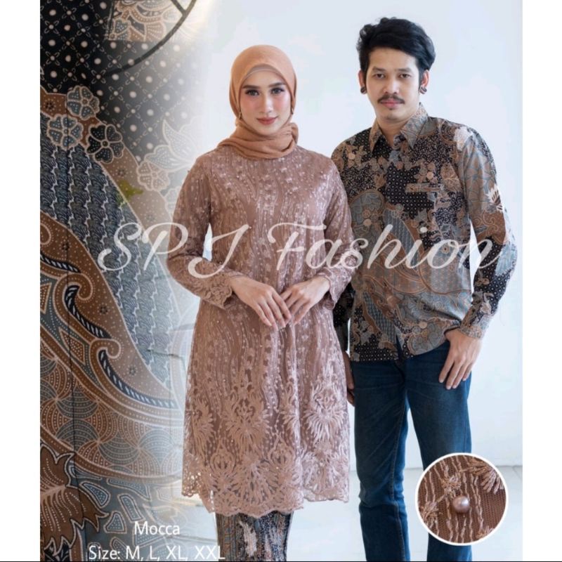 setelen tunik tulle/couple kebaya tunik tulle/couple sarimbit/couple kebaya keluarga/couple termurah/kebaya wisuda