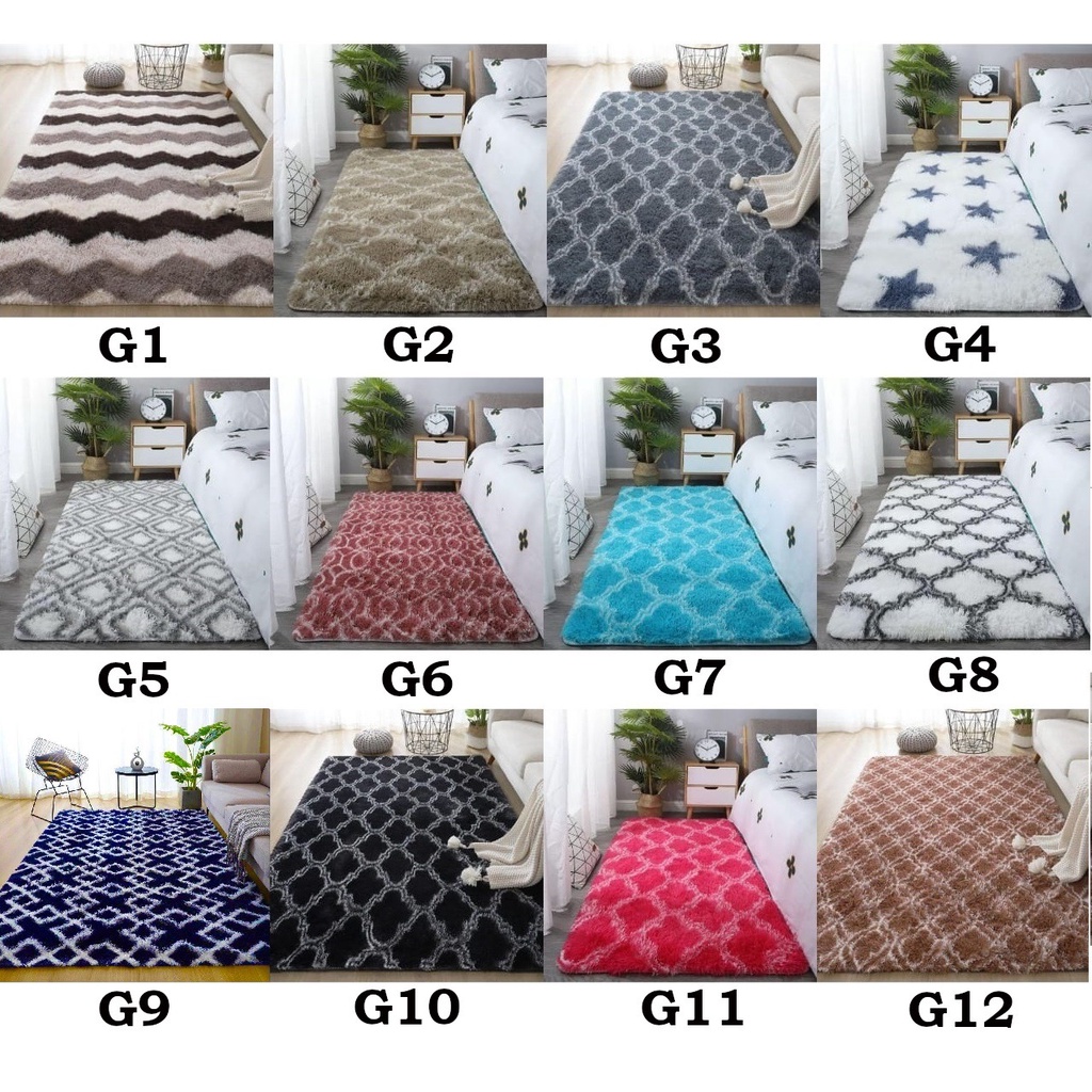 Utama Jakarta Baru - Karpet Bulu Motif &amp; Ombre Uk 160 x 100cm/Karpet Bulu Lantai Anti Slip