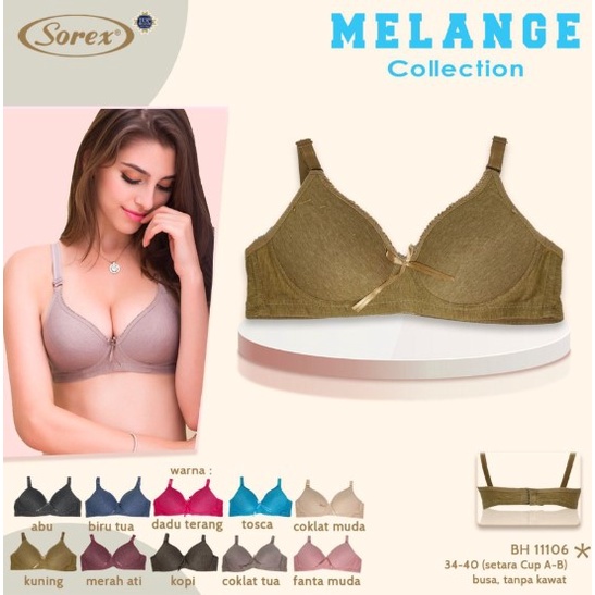 BH SOREX 11106 Cup C Besar Tanpa Kawat Busa Tipis / BH Melange Size 34-40 / Pakaian Dalam Wanita - sckmenwear GROSIR