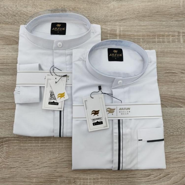 ♪ Koko Pria Moderen ARZUN, Koko pria putih polos lengan panjang pendek, baju muslim pria keren, baju