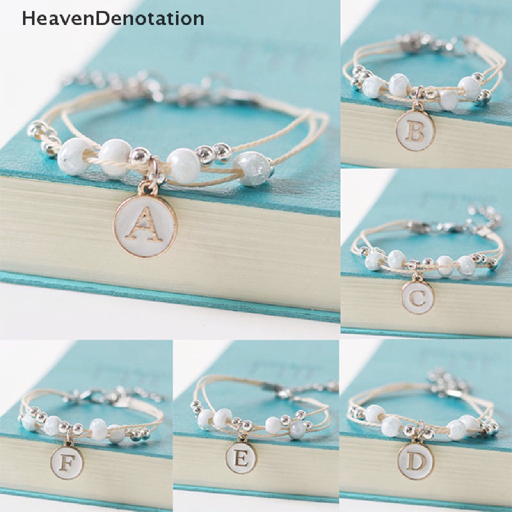 [HeavenDenotation] Fashion Manik-Manik Tali Gelang Keramik Huruf Liontin Multilayer Manik-Manik Tidak Teratur Gelang Sederhana Gelang Pasangan Pesona Gelang Hadiah Perhiasan HDV