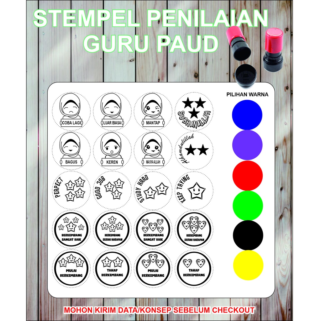 PAKET STEMPEL PENILAIAN GURU PAUD,TK,STEMPEL PENILAIAN PESERTA DIDIK MINI BULAT