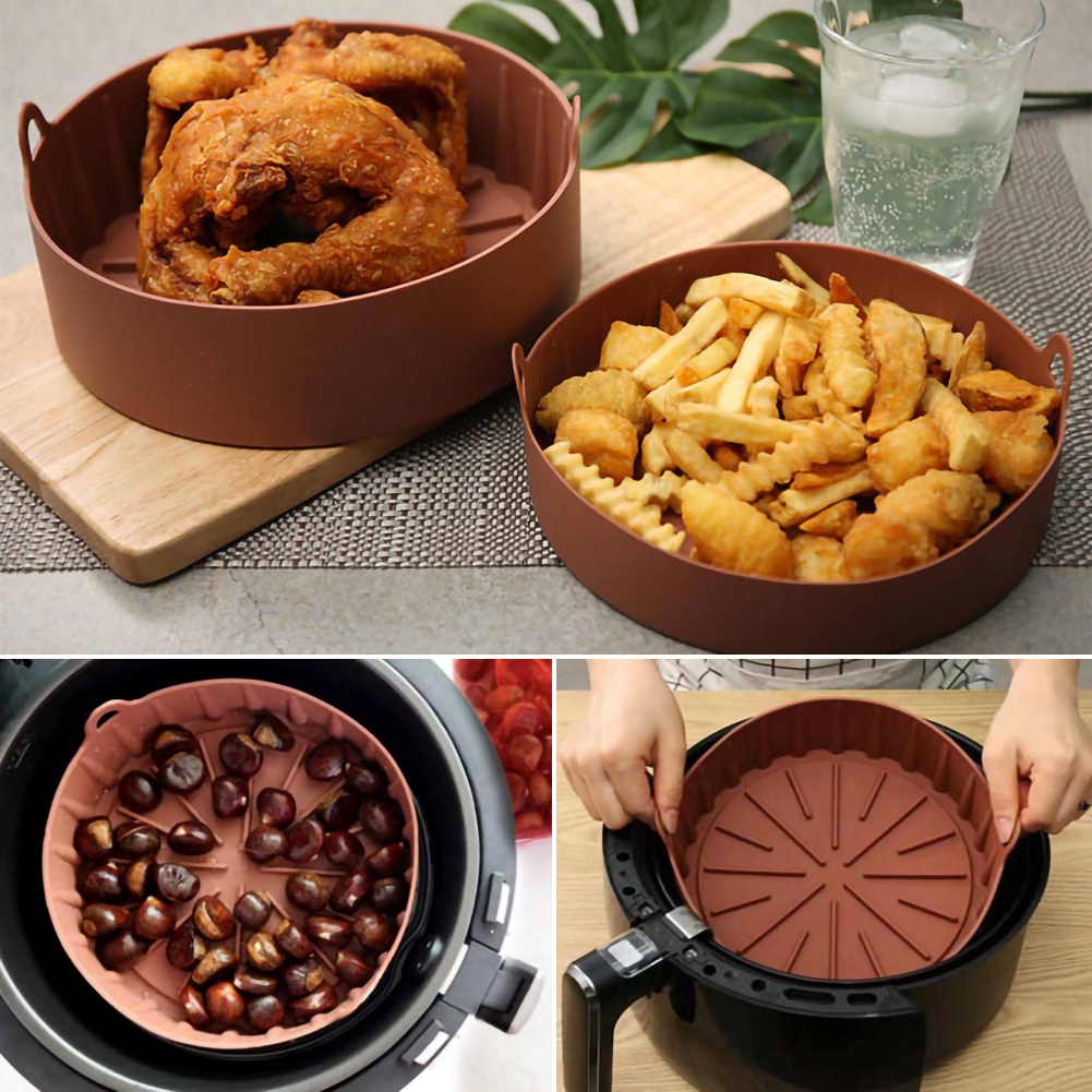 【COD】Loyang Air Fryer Multifungsi Bahan Silikon/Loyang Air Fryer Silikon Basket/Air Fryer Silicone Pot Pan Basket/Air Fryer Silicone Silicone Pot