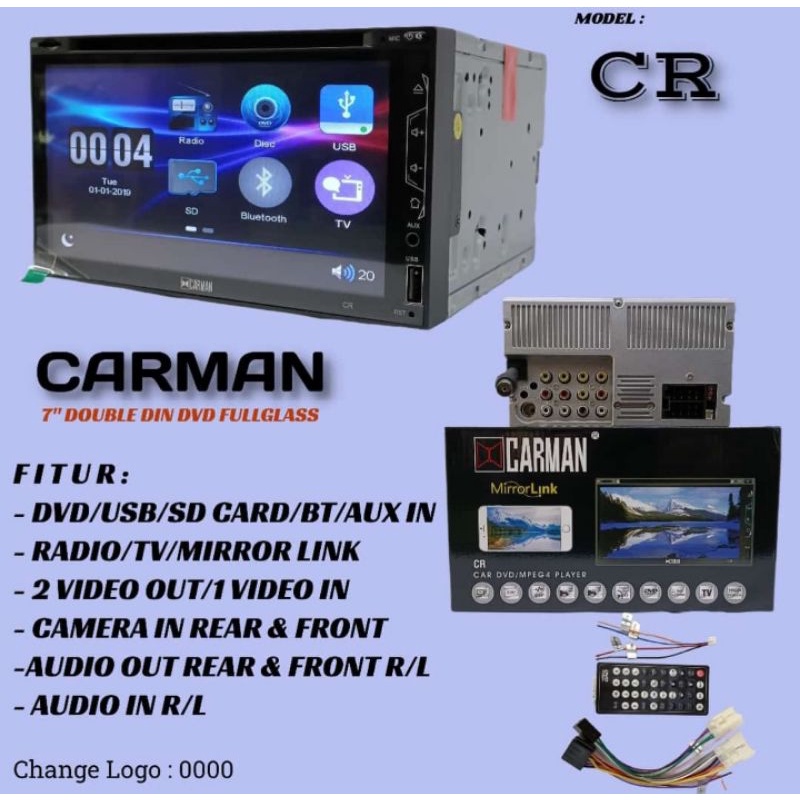 TV DOUBLE DIN DVD TV TUNER CARMAN MIRORLINK ANDROID