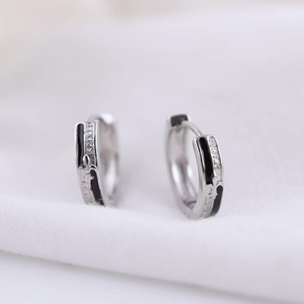 MXBEAUTY Ksatria Anting Semangat Kreatif Keren Hiphop Salib Bulat Tampan Anting Gaya Korea