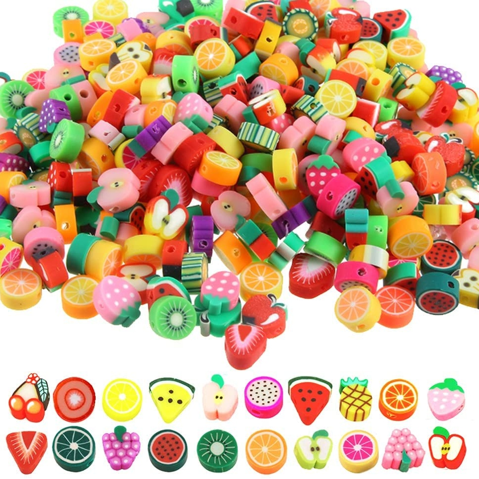 100 Pcs Handmade DIY Charms Membuat Perhiasan Wajah Bunga Matahari Buah Spacer Warna-Warni Bulat Senyum Multicolor Polymer Clay Perlengkapan Manik-Manik